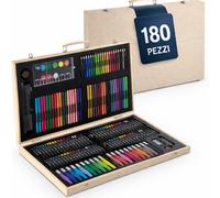 Valigetta in Legno con Colori 180 Pezzi Valigia Artista per Colorare Disegnare