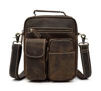 Valigetta in pelle da uomo, borsa a tracolla da uomo, borsa messenger, borsa verticale in pelle retrò, borsa a mano da 24,6 cm, il miglior regalo per gli uomini