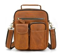 Valigetta in pelle da uomo, borsa a tracolla da uomo, borsa messenger, borsa verticale in pelle retrò, borsa a mano da 24,6 cm, il miglior regalo per gli uomini