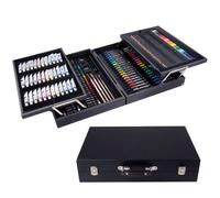 Valigetta Legno Pittore 174pz Colori Pittura Pastelli Acquerelli Professionale