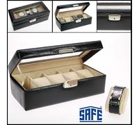 Valigetta Orologi Astuccio Skai Nero 5 scomparti Beige Velours & Safe 264