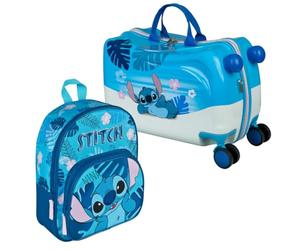 Valigetta per bambini Ride-On, set con zaino per bambini, personalizzabile, con nome, trolley per sedersi, bagaglio a mano, valigia da viaggio, Stitch, Mittelgroß, Bagaglio per bambini