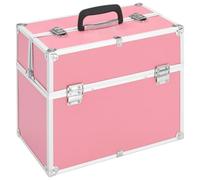 Valigetta per cosmetici estensibile, 38 x 23 x 34 cm, in legno, pannelli ABS e alluminio, con maniglia per il trasporto, beauty case con parte superiore estraibile e scomparti per cosmetici, Colore