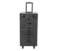 Valigetta per cosmetici, trolley con 2 livelli retrò, con 4 chiavi, timone e maniglia, per parrucchieri, carrelli da lavoro, 38 x 25,5 x 82 cm (nero, 2 retrò)