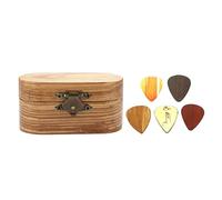 Valigetta per plettri per chitarra, con 5 plettri per chitarra, in legno