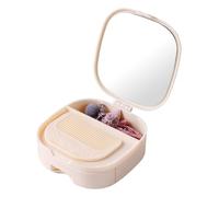 Valigetta per specchio da viaggio | specchio cosmetico compatto da viaggio - pratica scatola organizer per cosmetici, borsa per cosmetici, contenitore portatile per mamma, Crema colorata, vedi