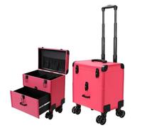 Valigetta per trucchi a più strati con asta regolabile, trolley per cosmetici, custodia professionale da viaggio, C