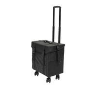 Valigetta per trucchi con 8 cassetti in alluminio Oxford Rolling Makeup Valigia per trucchi da parrucchiere, Nero , 1