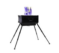 Valigetta per trucchi con luce e specchio, valigetta per cosmetici, trolley beauty case con ruote, professionale, Nero , Semplice e portatile