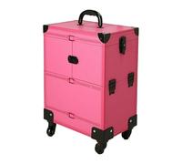 Valigetta per trucchi con rotelle Valigetta portautensili for il trucco di grande capacità con asta trazione, valigetta universale for ricamo ruota(Rose straight (without drawer))