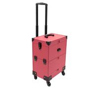 Valigetta per trucchi con ruote, organizer per cosmetici con manico, per centri di bellezza, saloni, case private, feste, 37 x 24,3 x 101 cm