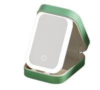 Valigetta per trucchi con specchio illuminato, organizer per trucchi, porta cosmetici a LED, borsa da viaggio, contenitore antipolvere con manico per escursioni, viaggi, viaggi, 16,5 x 11,5, verde,