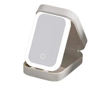 Valigetta per trucchi con specchio illuminato, organizer per trucchi, porta cosmetici a LED, borsa da viaggio, contenitore antipolvere con manico per escursioni, viaggi, viaggi, 16,5 x 11,5, Bianco
