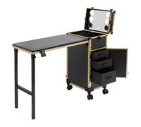 Valigetta per trucchi da viaggio, trolley con specchio, per trucchi con 3 cassetti, per esposizioni, manifestazioni stradali, trucchi temporanei