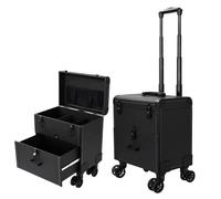 Valigetta per trucchi multistrato, con asta regolabile, trolley per cosmetici da viaggio e uso professionale, A