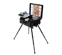 Valigetta per trucchi, trolley 22 in Rolling Make up Organizer, valigetta professionale multiuso, con 4 ruote, luci da specchio e gamba di supporto, colore: nero