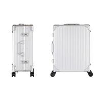 Valigetta per trucchi, trolley professionale in alluminio, con design a rotazione, per truccatori, Striscia argento