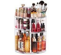VALIGETTA PORTA TRUCCHI GADGET ARGENTO ROTANTE A 360° ORGANIZER MULTIFUNZIONE