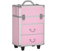 Valigetta Porta Trucchi Professionale, Trolley Make Up Rinforzato Con Blocco A 2 Chiavi E Ruote, 36x23x58 Cm, Rosa