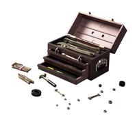 Valigetta portautensili in scala 1/6 per action figure da 30,5 cm, cassetta degli attrezzi per bambole in miniatura con dettagli realistici, per modelli di bambole maschili, marrone scuro