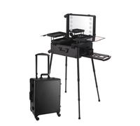 Valigetta professionale per trucchi con luce a LED e altoparlante, organizer portatile per cosmetici da viaggio e studio, Nero