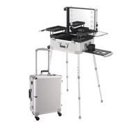 Valigetta professionale per trucchi con luce a LED e altoparlante, organizer portatile per cosmetici da viaggio e studio, Argento