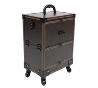 Valigetta professionale per trucchi con specchio e ruote bloccabili, portatile, organizer per cosmetici per professionisti della bellezza, Caff