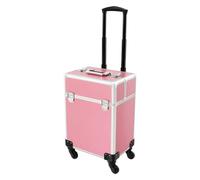 Valigetta professionale per trucchi da parrucchiere con 4 ruote universali rimovibili con organizer multifunzione per trucchi, per acconciature e capelli, rosa, 34 x 24 x 47 cm