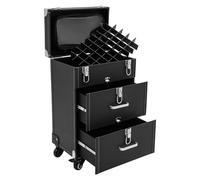 Valigetta professionale per trucchi e unghie permanenti, 36 x 23 x 49 cm, grande valigetta da parrucchiere a tre piani con due cassetti, adatto per parrucchieri/stilisti, tecnica delle unghie