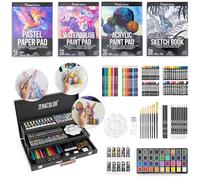Valigetta Professionale Zeanacolor (XXL) - 150 Pezzi per Disegno e Pittura - Set in Legno di Qualità - Pastelli, Colori Acrilici, a Cera e ad Acqua, Matite