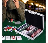 Valigetta Set poker 200 fiches chips 2 mazzi carte gettone deal kit texas holdem