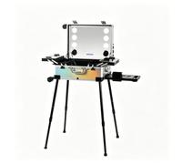Valigetta Trolley Per Il Trucco, Con Ruote E Supporti - Valigetta Per Il Trucco Con Ruote, Specchio E 8 Luci Led, Ideale Per Viaggi, Per Onicotecniche O Tatuatori (nera)