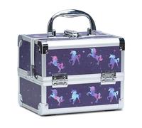 Valigetta Trucchi con Specchio Beauty Case da viaggio Porta Trucco Valigia Make Up Valigetta Unghie, porta Smalti per Unghie, per Estetista Per Cosmetici Organizzatore, Unicorno