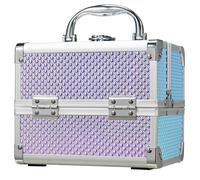 Valigetta Trucchi con Specchio Beauty Case da viaggio Porta Trucco Valigia Make Up Valigetta Unghie, porta Smalti per Unghie, per Estetista Per Cosmetici Organizzatore, Blu Scintillante