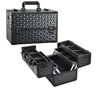Valigetta Trucchi Professionale Beauty Case Valigetta Unghie in alluminio con 4 vassoi divisori regolabili Chiusura Porta Trucchi con lucchetto Portatile con tracolla, Nero