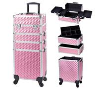Valigetta Trucchi Valigia Porta Trucchi Trolley Make Up 4 in 1 Trolley Estetista Trolley Trucco Valigetta Trucco Valigia Make Up Valigetta Maniküre Valigetta per Cosmetici,Rosa