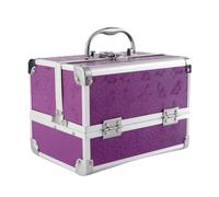 Valigetta Trucco Professionale Beauty Case Organizer Contenitore Portacosmetici con Ripiani a Sbalzo Specchio Integrato E Telaio in Alluminio Adatta, style to 4, Array, Viola Farfalla