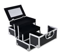 Valigetta Trucco Professionale Organizer Makeup Trousse Cosmetici con Vassoi a Gradini Specchio Incorporato Scocca in Lega di Alluminio Bordature, style to 5, Array, Nero