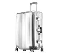 Valigia Bagagli con ruote girevoli Valigia di grande capacità Telaio in alluminio di colore brillante Bagaglio a mano resistente all'usura Attrezzatura da viaggio ( Color : Silver- , Size : 26inch )