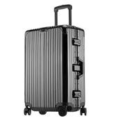 Valigia Bagagli con ruote girevoli Valigia di grande capacità Telaio in alluminio di colore brillante Bagaglio a mano resistente all'usura Attrezzatura da viaggio ( Color : Black- , Size : 26inch )