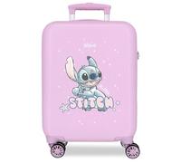 Valigia Cabina Bambino Disney Lovely Stitch Joumma Blu Bianco Rigido ABS Serratura laterale a Combinazione 4 Ruote Bagaglio a Mano, Lilla, 55 x 38 x 20 cm, Valigia cabina