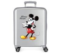 Valigia cabina Disney 100 Mickey Joyful Grey 40x55x20 cm ABS rigido Lucchetto TSA integrato 38,4L 2 kg 4 doppie ruote bagaglio a mano