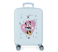 Valigia Cabina Disney Minnie My happy place Blu 38x55x20 cm ABS rigido Chiusura laterale a combinazione 34L 2 kg 4 Doppie ruote Bagaglio a mano