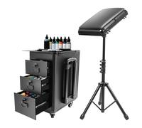 Valigia cosmetica con ruote e 3 cassetti per il trucco professionale con trolley, grande contenitore per tecnici delle unghie, estetisti, adesivi