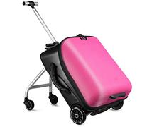 Valigia creativa per bambini, uomini e donne, trolley Lazy con funzione di seduta per viaggi, innovativa, ideale per vacanze in famiglia, rosa