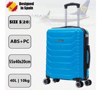 Valigia da cabina 55x40x20cm in ABS+Policarbonato (40 L) semi-rigida, piccolo trolley bagaglio a mano con 4 ruote a 360º, serratura numerica - 20 pollici - Nero/Blu Navy/Giallo/Menta/Rosa Oro/Verde/Ro