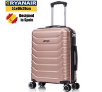 Valigia da cabina 55x40x20cm in ABS + Policarbonato (40L), semirigida, piccola valigia trolley con 4 ruote girevoli a 360°, lucchetto numerico - 20 pollici - Nero/Blu navy/Giallo/Menta/Oro rosa/Verde/