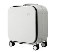 Valigia da cabina, bagaglio portatile per viaggi d'affari, valigia trolley regolabile con ruote (bianco 18 pollici)