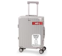 Valigia da cabina BERTOO Palermo 40L - Valigia rigida premium 55x40x20 cm per Ryanair e altre compagnie aeree - ABS+PC con telaio in alluminio, 2 serrature TSA, maniglia telescopica - Argento