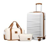 Valigia da viaggio， Cabin Suitcase Lightweight PC Carry On Luggage Suitcase Hard Shell Hand Luggage with 4 Spinner Wheels, 3 Digit Combination Lock(White,20In Luggage Set)